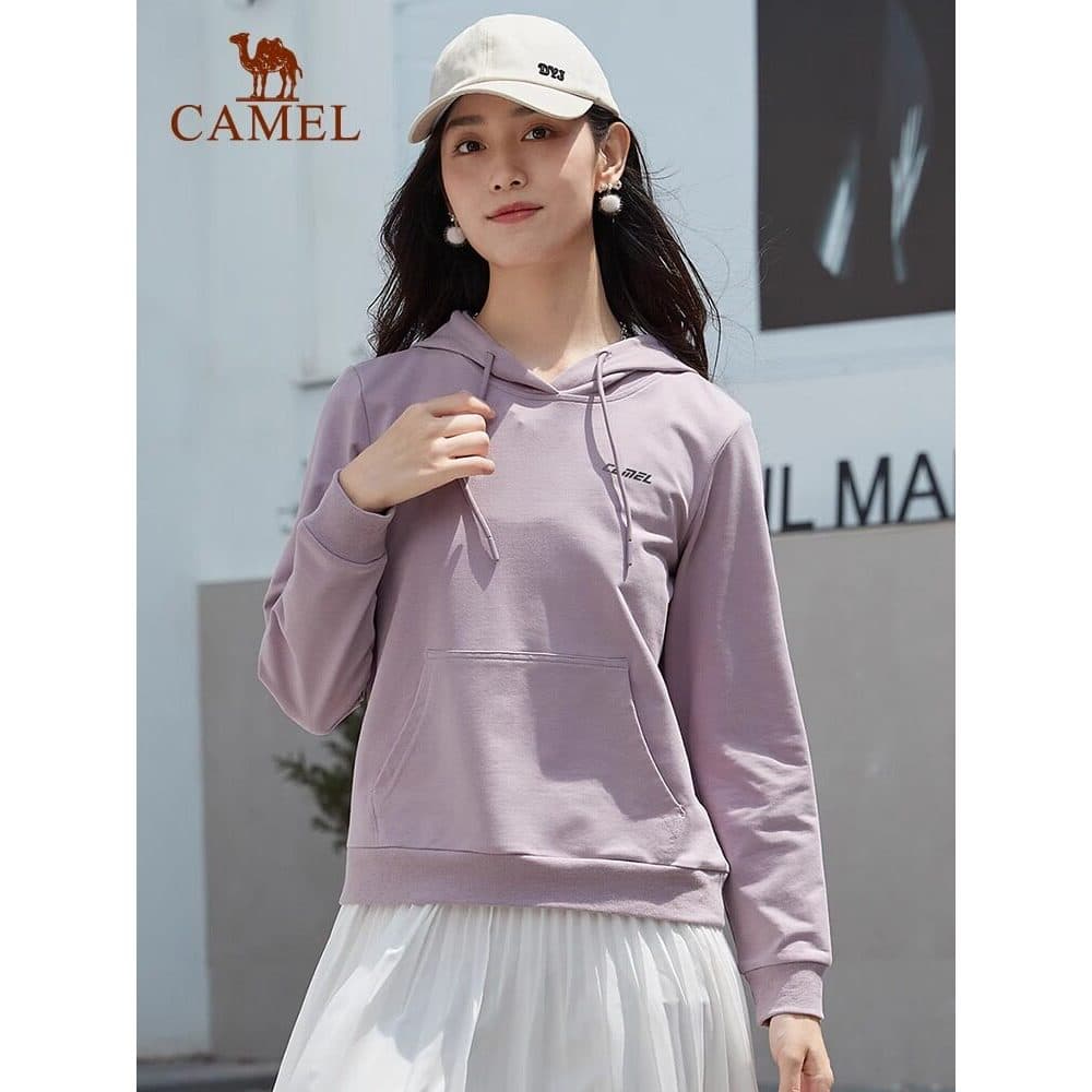 Camel moletom feminino primavera outono novo estilo com capuz cor sólida moletom Casual fundo solto moda
