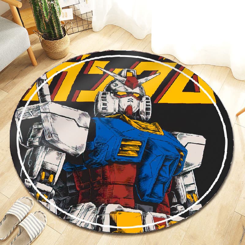 Gundam tapete infantil área de leitura computador redondo antiderrapante tapete de estudo mesa de estudo sala de estar c