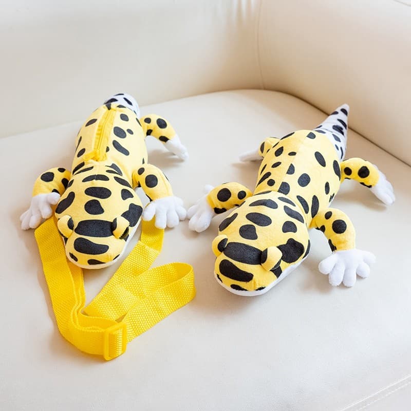 Simulação transfronteiriça leopardo impressão lagarto saco do mensageiro menina pequena mochila Gecko lagarto boneca de
