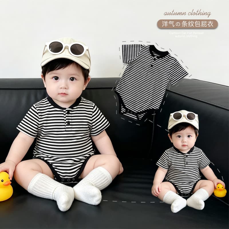Bebê macacão recém-nascido listrado manga curta macacão menino macacão bebê macacão fino roupas de verão
