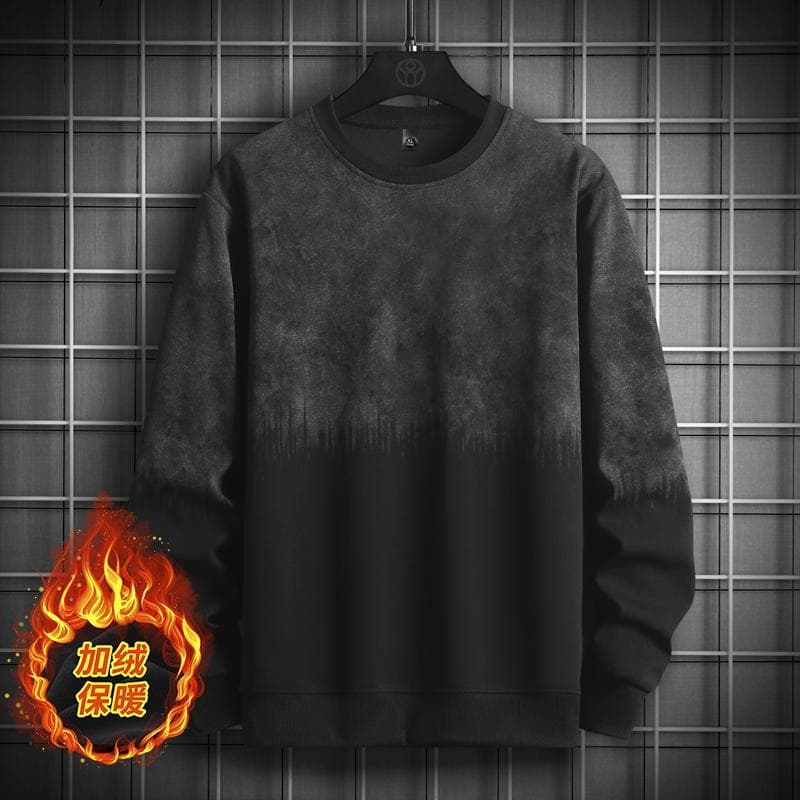 Juventude pesada gradiente cor em torno do pescoço moletom masculino outono inverno forro de lã espessamento na moda sol