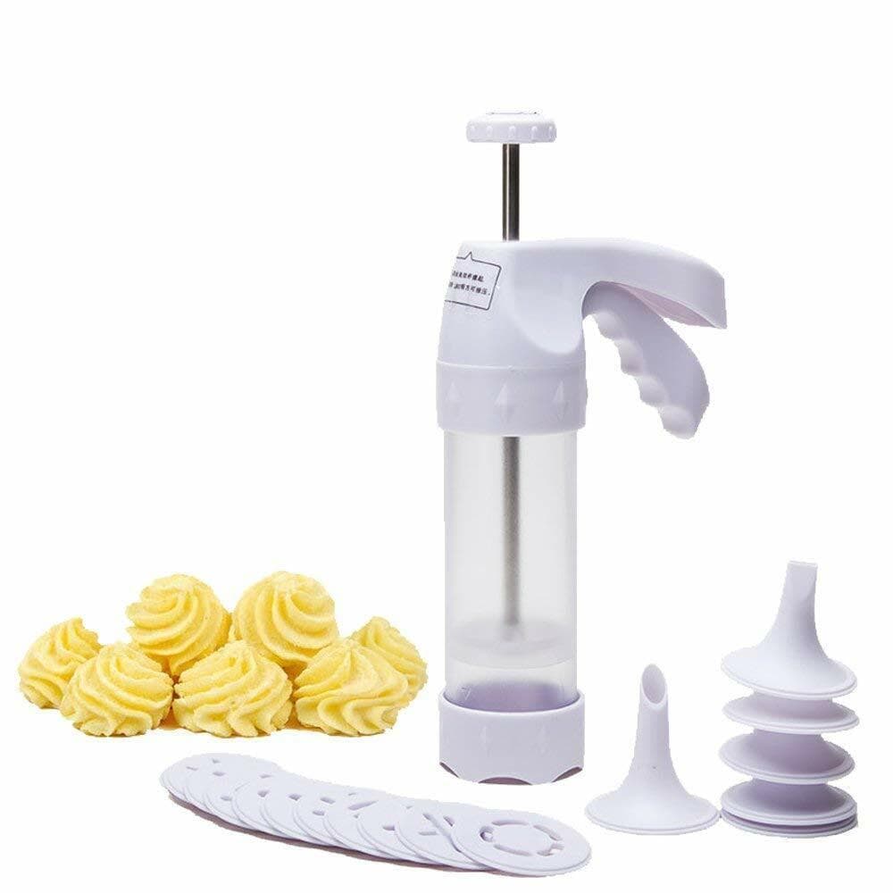 MAQUINA DE BISCOITOS BOLACHA WILTON PETIT FOUR E COOKIES KIT CONJUNTO BISCOITEIRA COM 18 MOLDES MOLDES