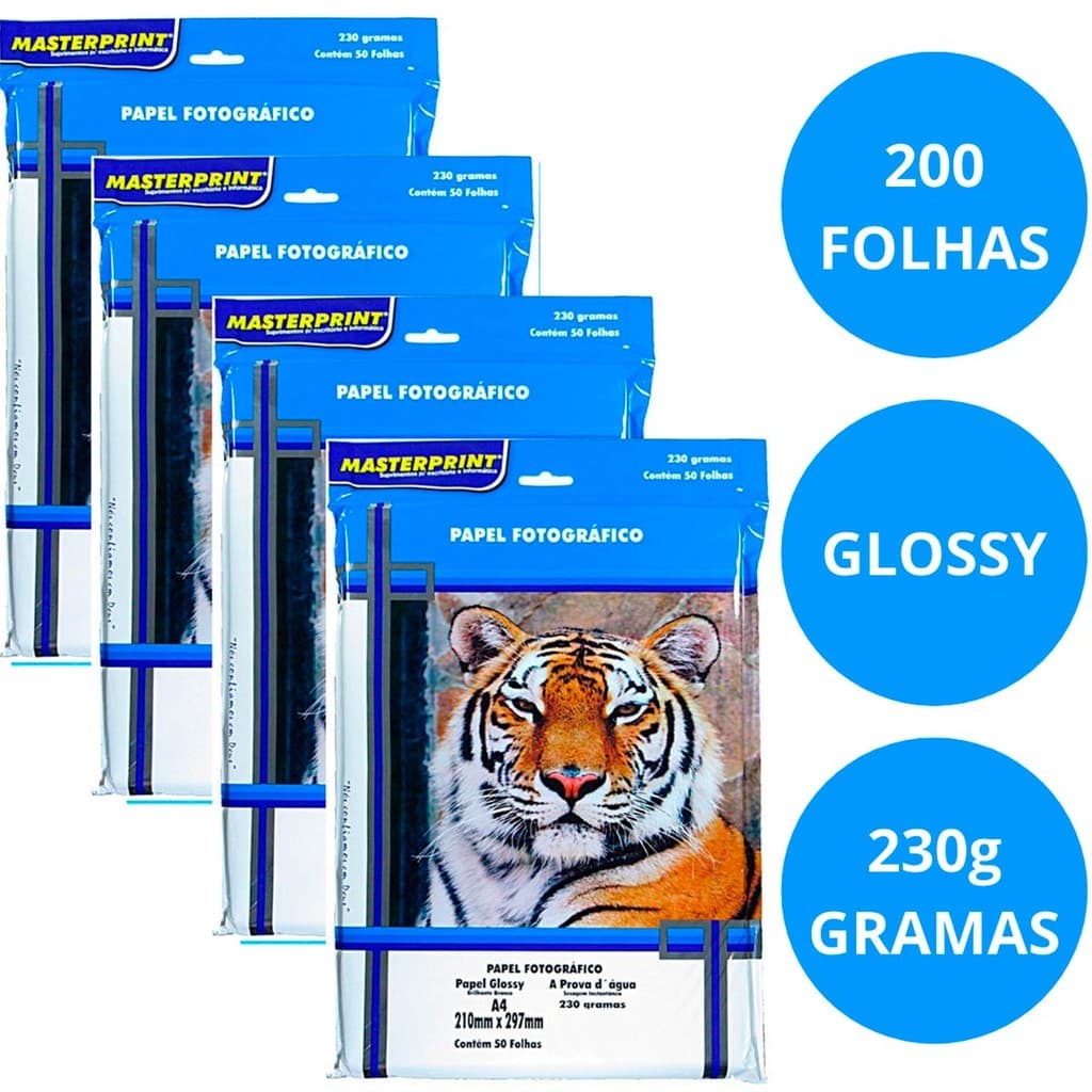 Folhas de Papel Fotográfico 230g Glossy Brilho A4 à Prova D'água Resistente 50/100/150 Folhas