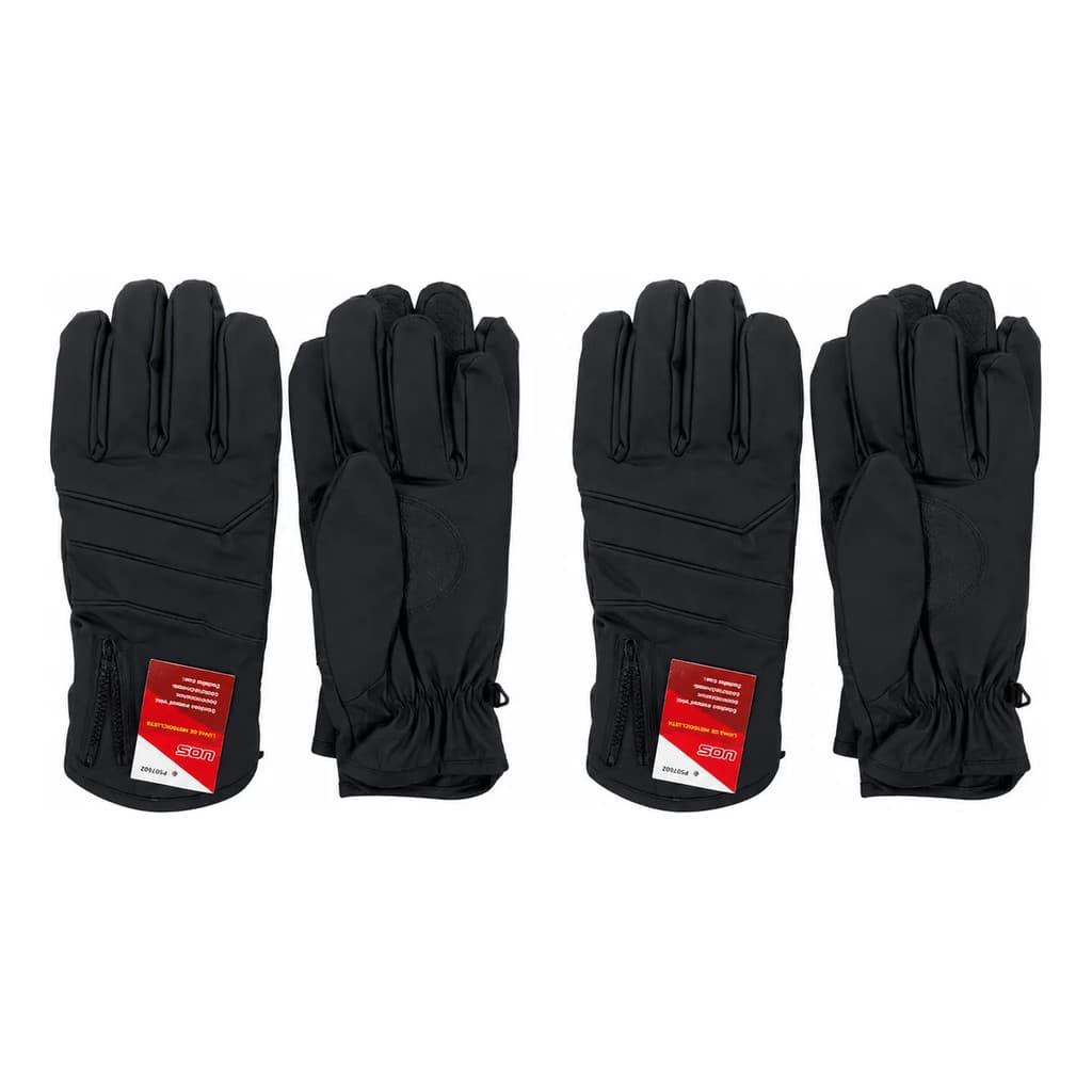 2 Pares Luvas Moto Impermeável Forrada Térmica Inverno Zíp Preto G