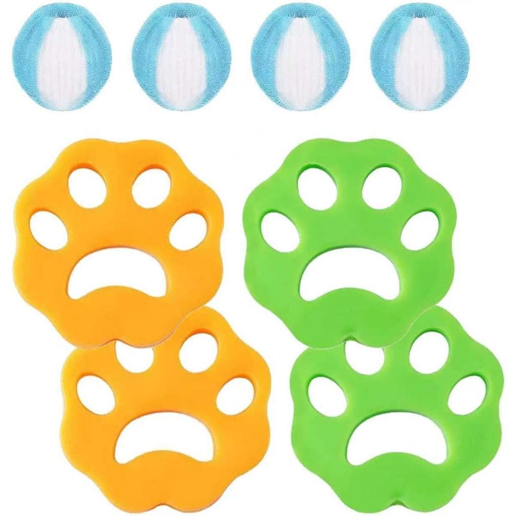 Conjunto de Removedores de Pelos de Animais para Máquina de Lavar, 8 Peças, Reutilizáveis, 4 Removedores de Pelos de Sil