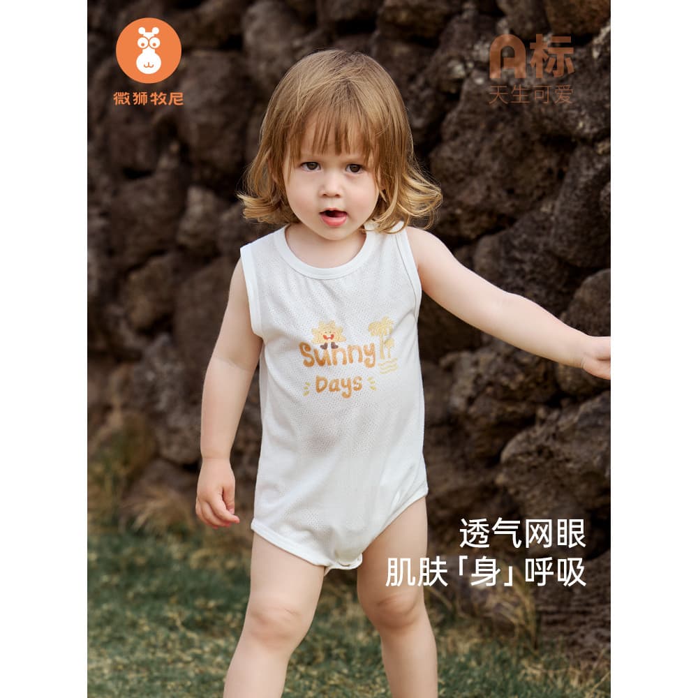 Micro leão Muni colete de bebê roupas de bebê verão fino roupas de bebê sem mangas triângulo macacão roupas de verão