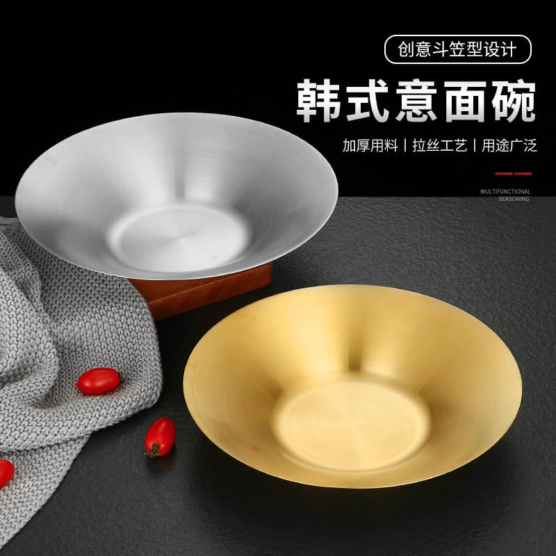 Tigela de Ramen coreana 304, tigela de chapéu de aço inoxidável, macarrão coreano comercial, tigela de macarrão frio, ma