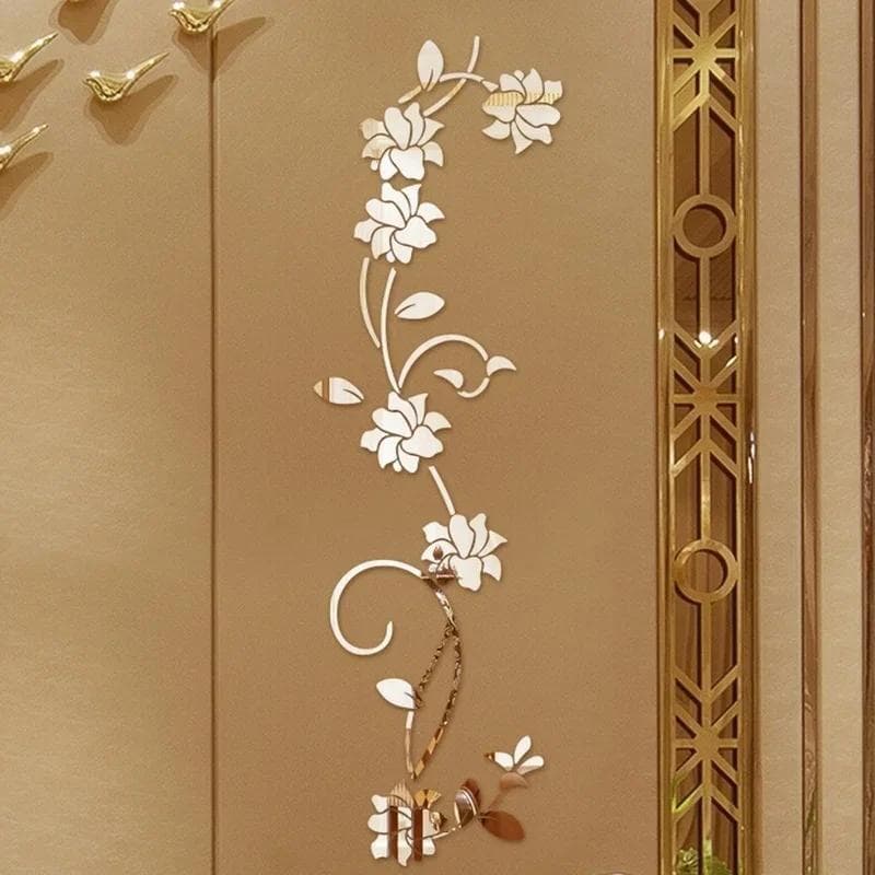 Acrílico Flor Forma Adesivos De Parede Fundo Arte Sala Estar Quarto Espelho Casa Moda Decoração Cartazes