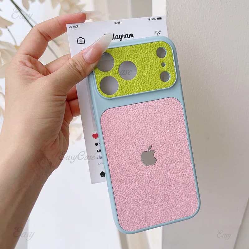 Capa De Dopamina Multicolorida Com Padrão De Pele De Lichia Para iPhone 17 16 15 14 13 12 ProMax Traseira De Proteção An