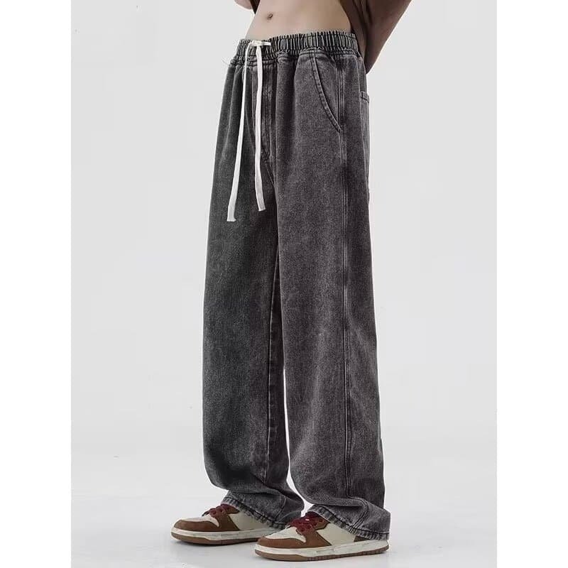 Calças de brim retas masculinas primavera meninos solto tornozelo comprimento calças compridas americano Street Wear mai