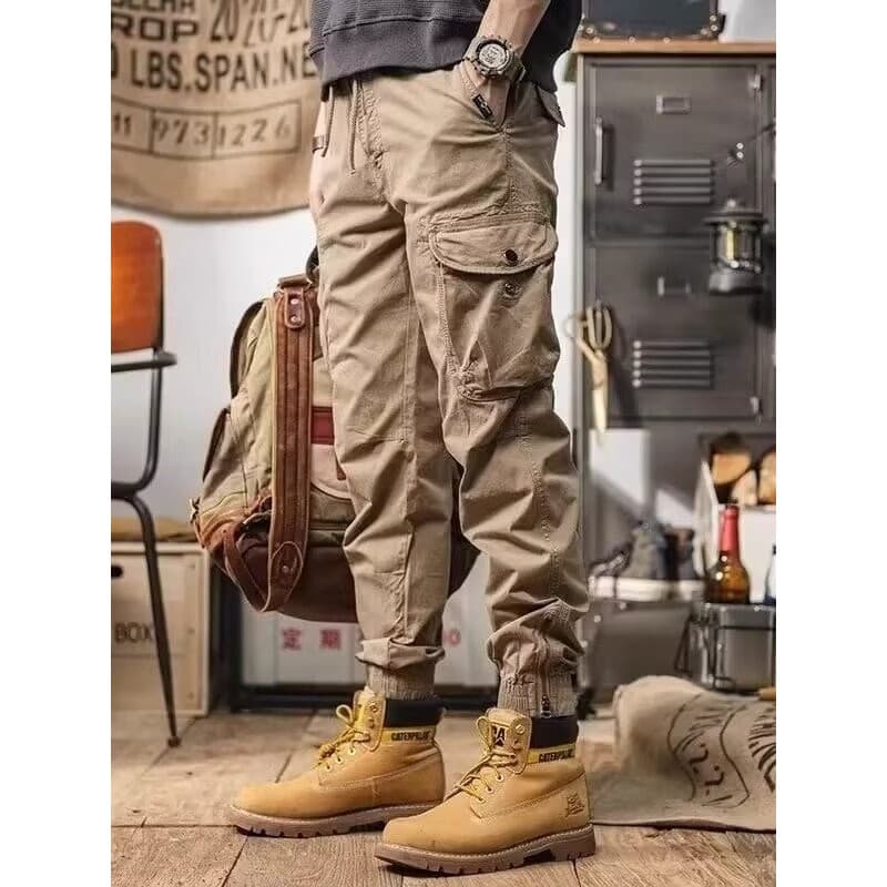 Outono verão macacão masculino Street Wear solto Casual versão coreana Leggings calças juventude Multi-bolso Harem calça