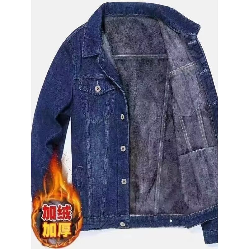 Jaqueta jeans de lã masculina outono inverno macacão de algodão masculino inverno engrossado jaqueta quente algodão @-