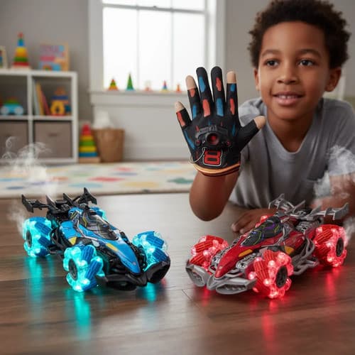 Carrinho Controle Remoto por Luva Sensorial LED Solta Fumaça