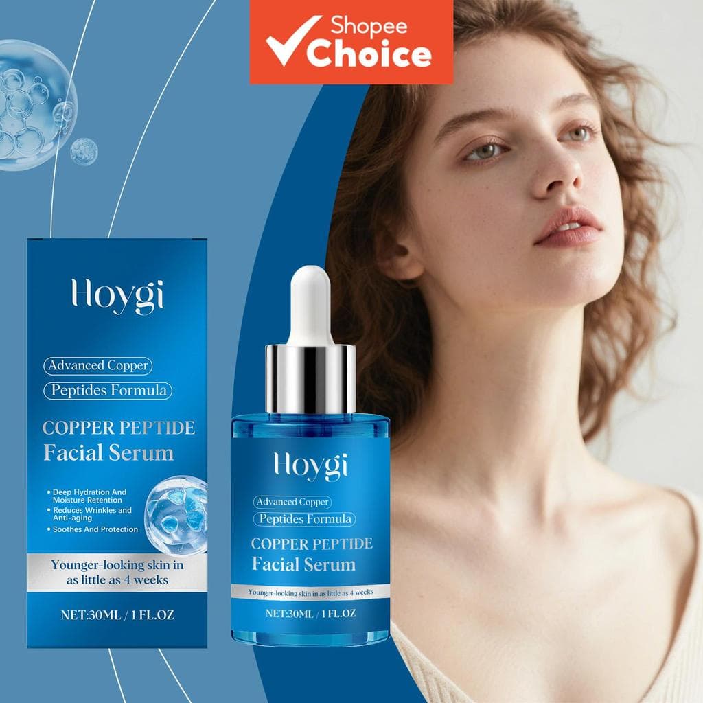 Sérum Antienvelhecimento com Cobre e Peptídeos 30ml – Fórmula Azul com Ácido Hialurônico e Colágeno | Firmeza,