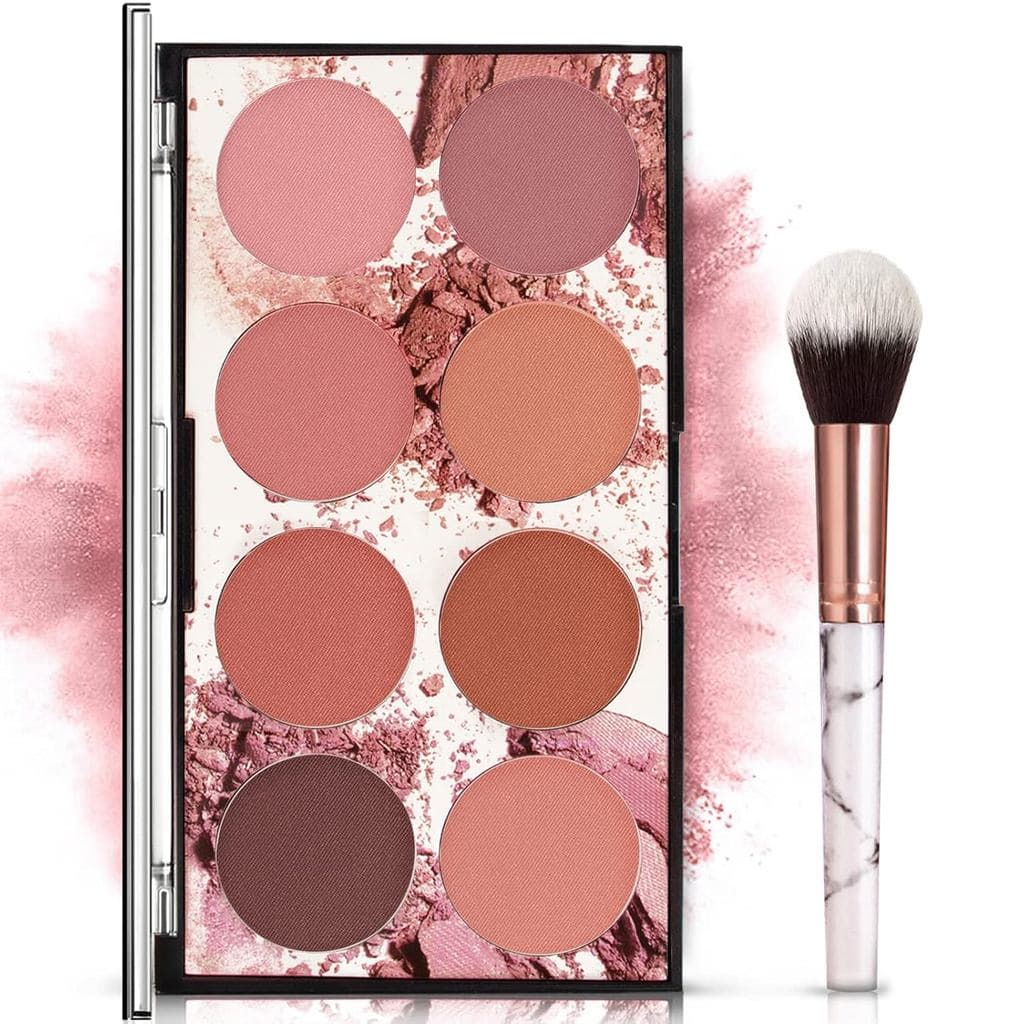 Paleta de Blush NewBang com 8 Cores, Pó de Blush Mineral Matte com Brilho Intenso, Blush para o Rosto, Paleta de Blush p
