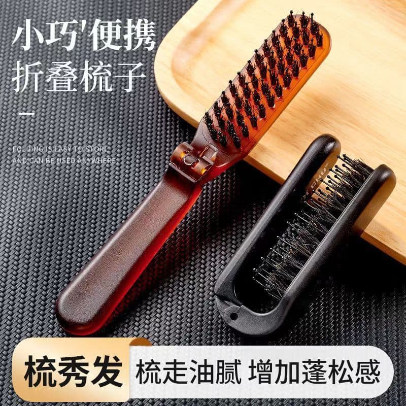 Pente de cerdas portátil dobrável fofo cabelo encaracolado pente de dente estreito ferramenta útil pente de três fileira