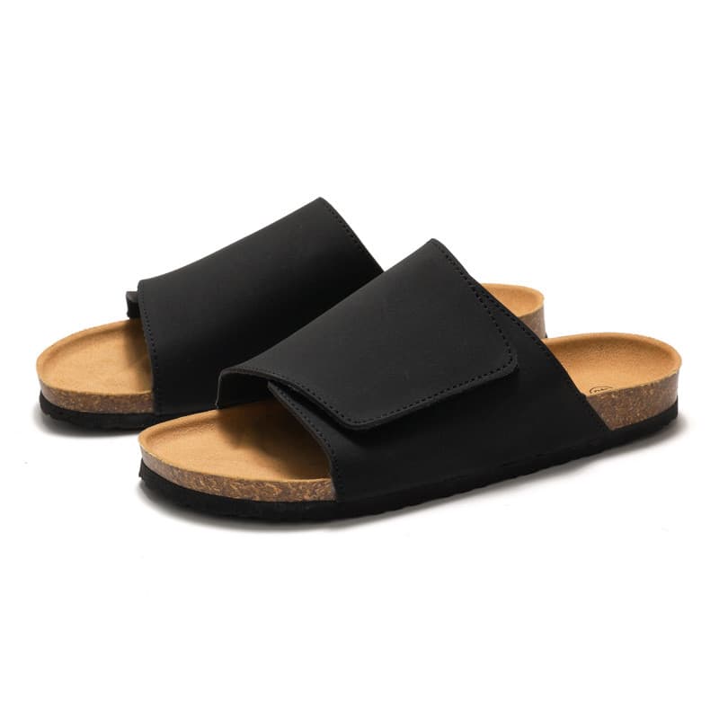 Chinelos de cortiça masculinos de verão na moda estudante Flip-Flops sapatos de praia masculinos couro Nubuck ao ar livr