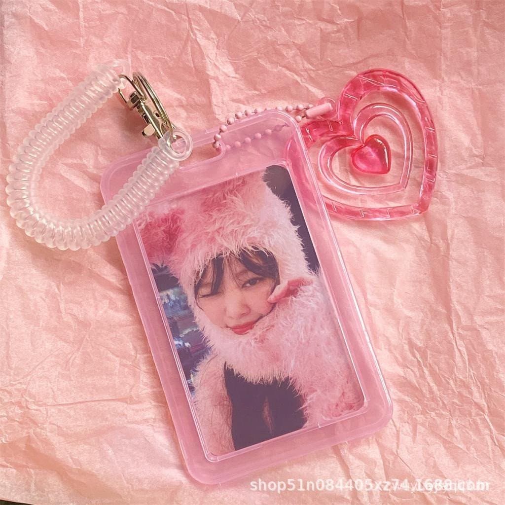 Porta-fotos transparente rosa de 3 polegadas Y2K