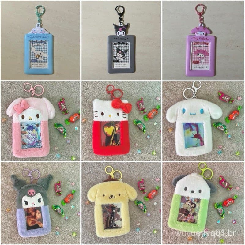 Photocard case chaveiro, pc holder, cinnamoroll my melody kuromi hello kitty pochacco pompompurin porta cartão