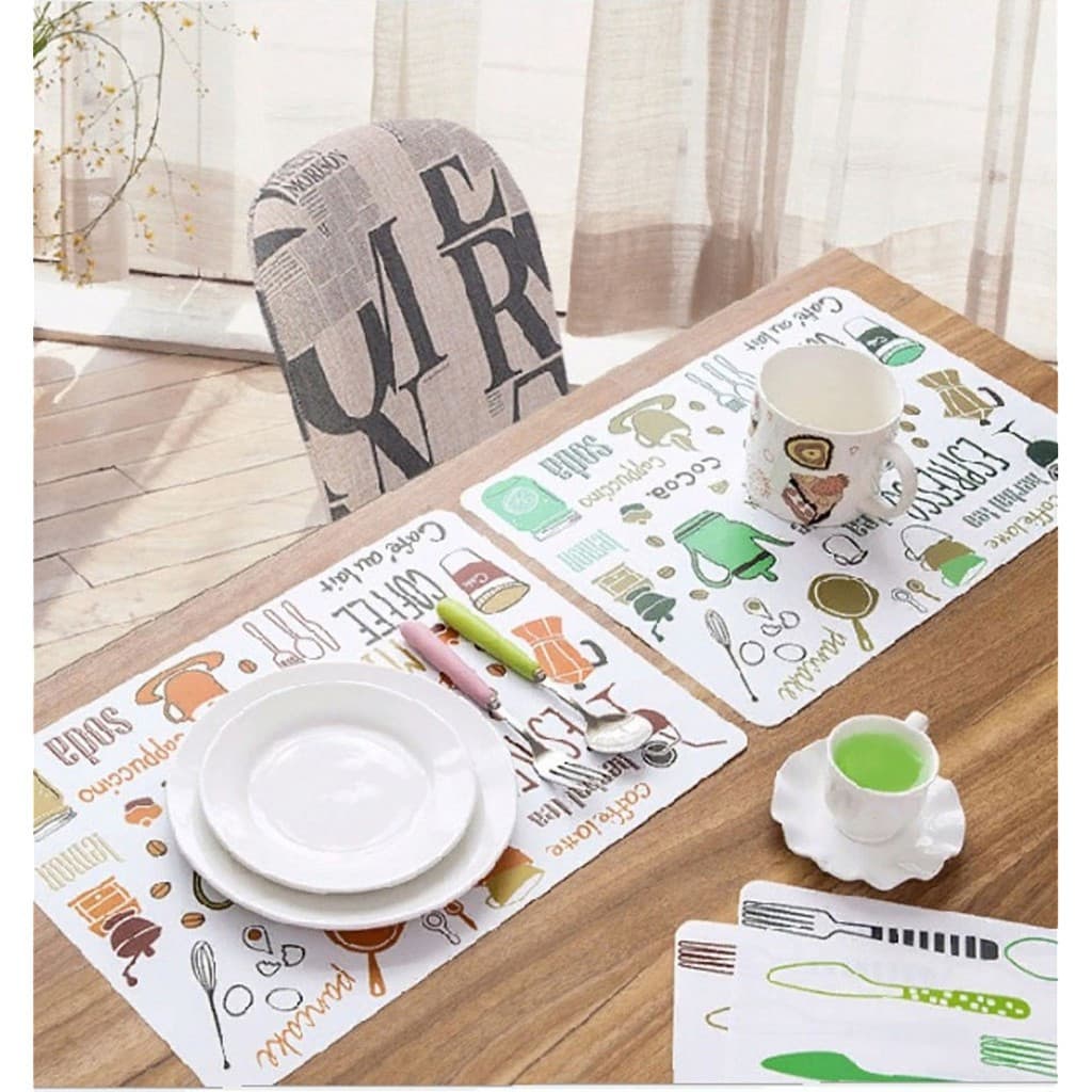 2 Jogo Americano e 2 Porta Copos Refeição Pvc Facil Limpeza
