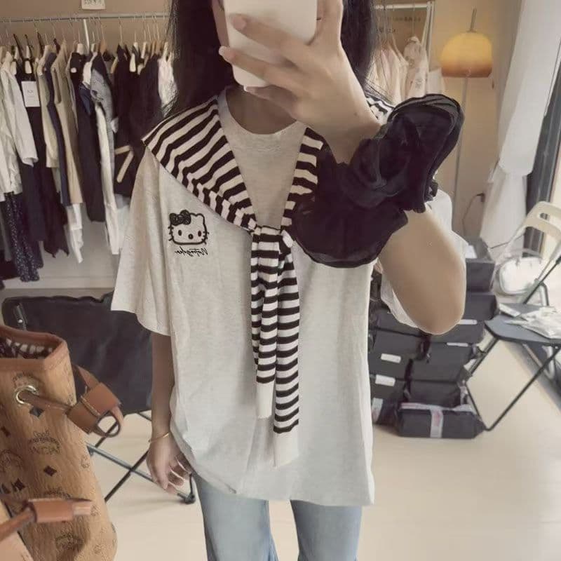 Xinjiang armazém xale camiseta de manga curta Shorts de perna larga terno de duas peças feminino 2025 verão novo estilo