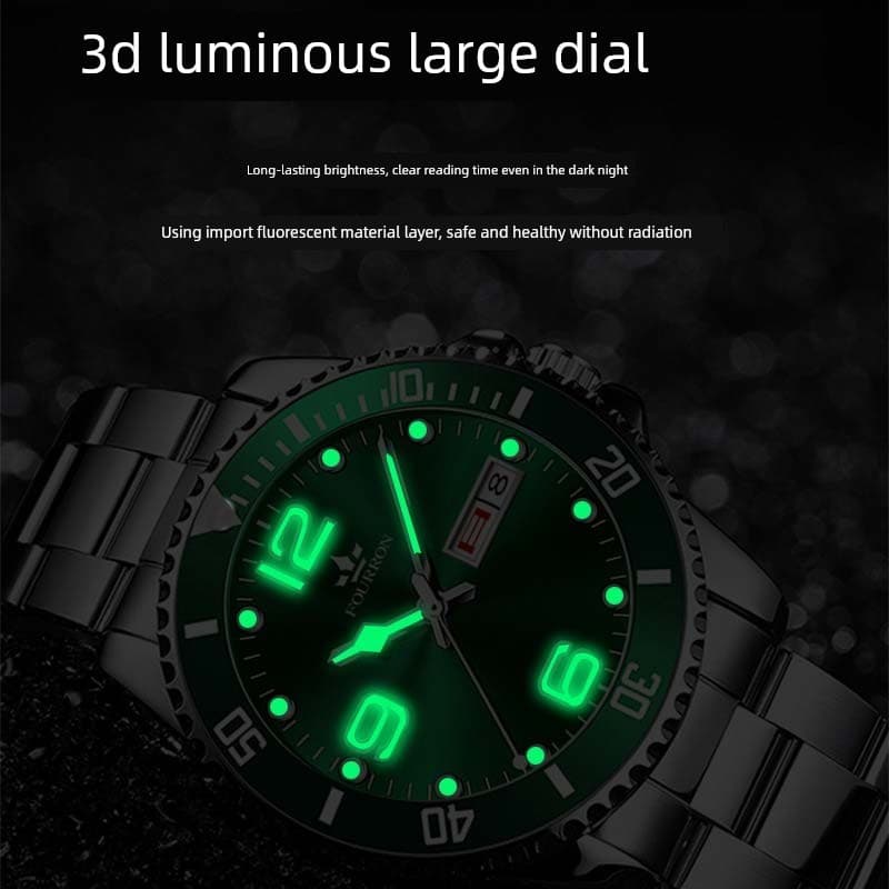 relogio masculino Relógio mecânico puro totalmente automático com fundo transparente, turbilhão, calendário duplo, mostr