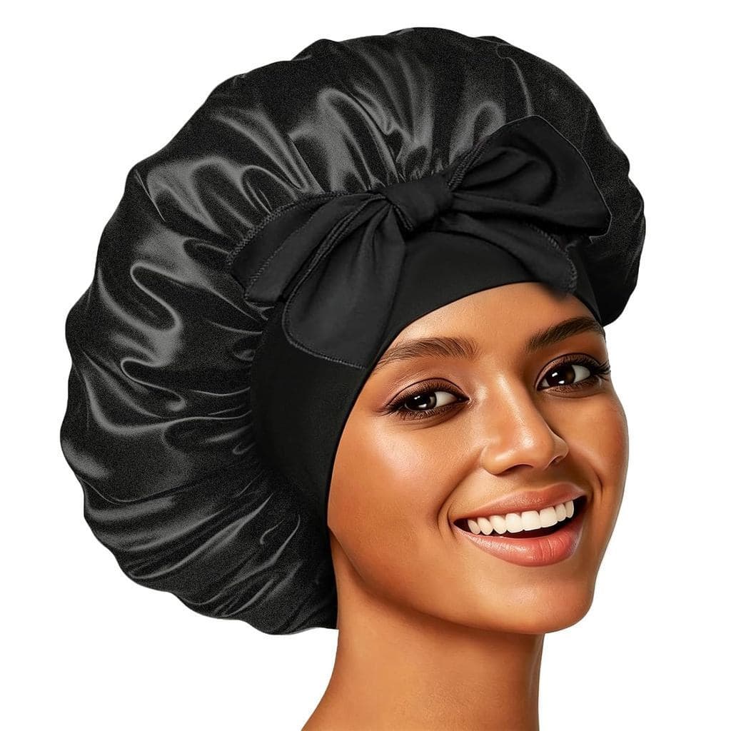 Touca de Seda, Touca de Cetim para Dormir, Toucas Grandes com Faixa de Amarração, Faixa para Cabelo com Alças Ajustáveis
