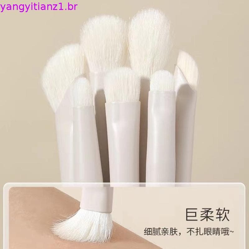kit pincel maquiagem profissional ❣Cangzhou pincel de maquiagem creme branco Jade sombra conjunto portátil mancha deline