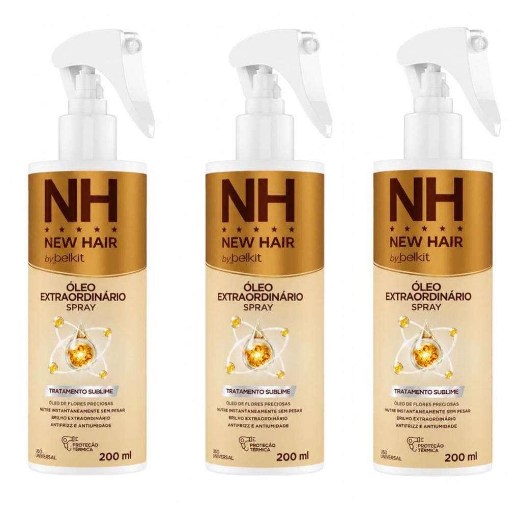 Kit 3 Spray Óleo Extraordinário Tratamento Sublime Protetor Térmico 200ml - New Hair