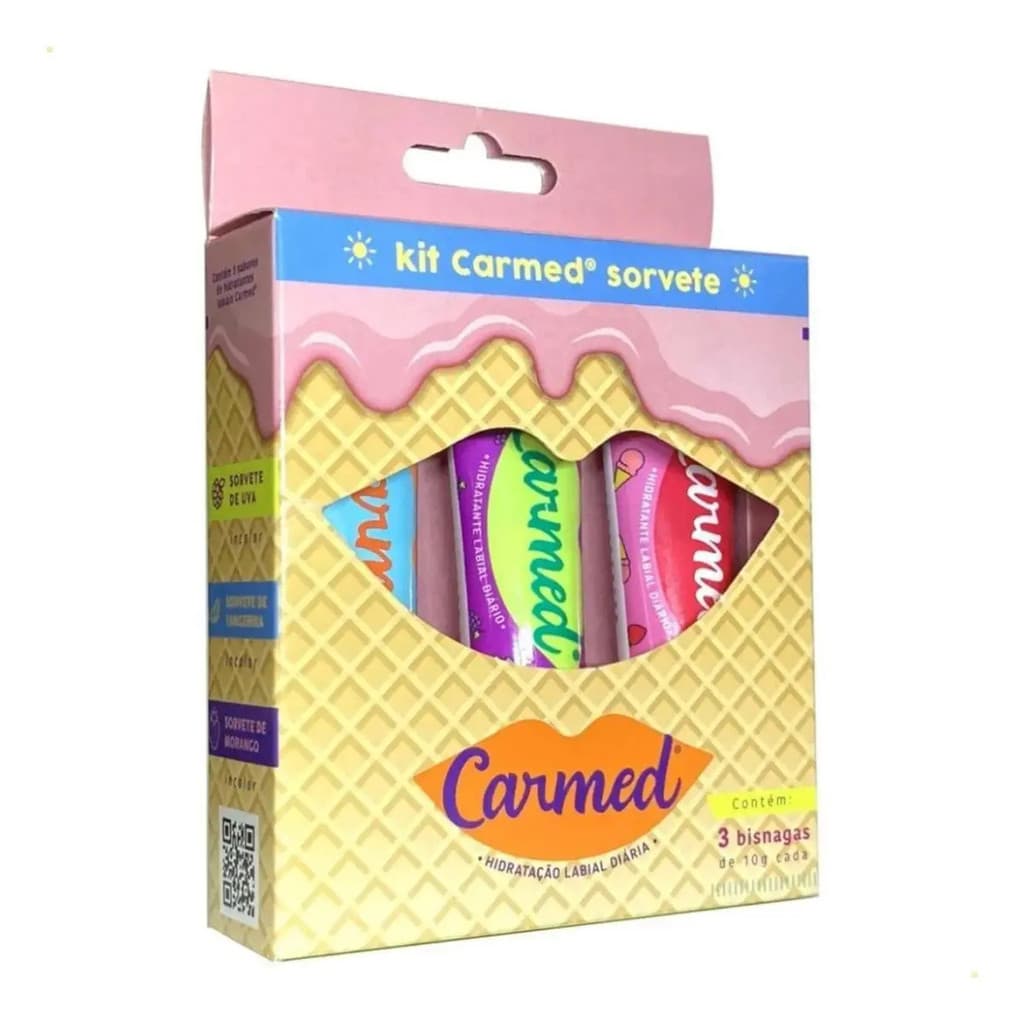 Kit Carmed Sorvete Verao Com 3 Bisnagas De 10g Cada