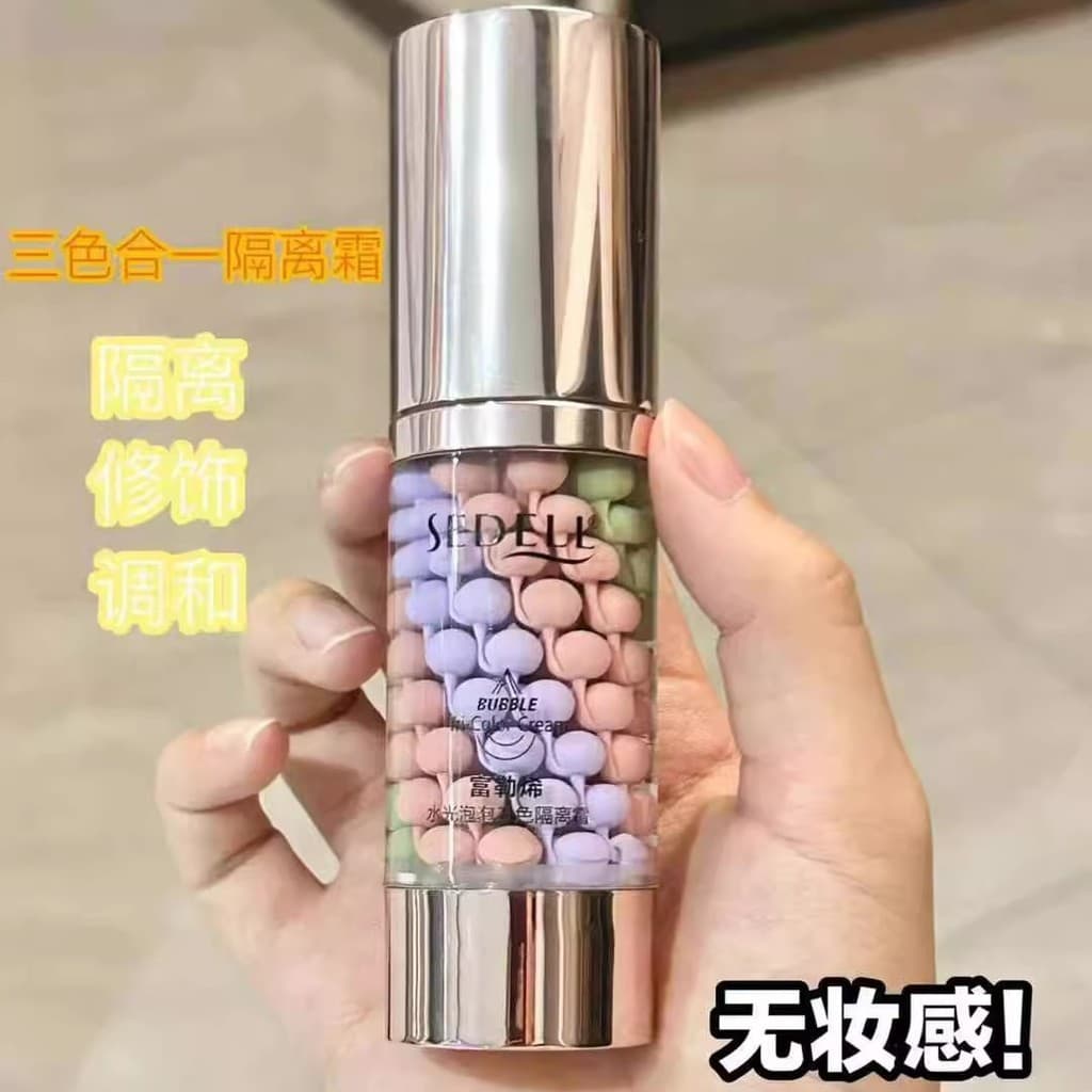 Sedell sedell fulereno água brilho bolha Tricolor creme colorido pássaro merda corretivo protetor maquiagem Primer femin