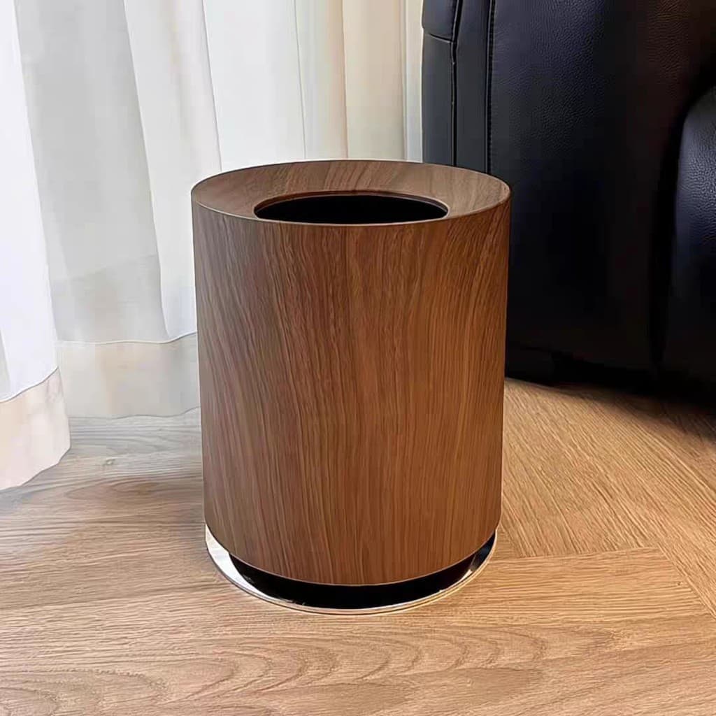 Luz de luxo imitação de grão de madeira lata de lixo casa sala de estar quarto dupla camada grande capacidade criativo