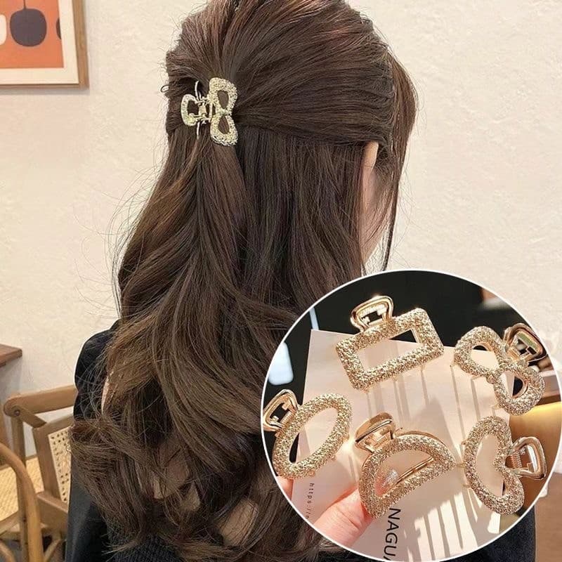 Kit 6 Peças Garra De Cabelo De Metal Coreano Médio Feminino Elegante Strass Luxo