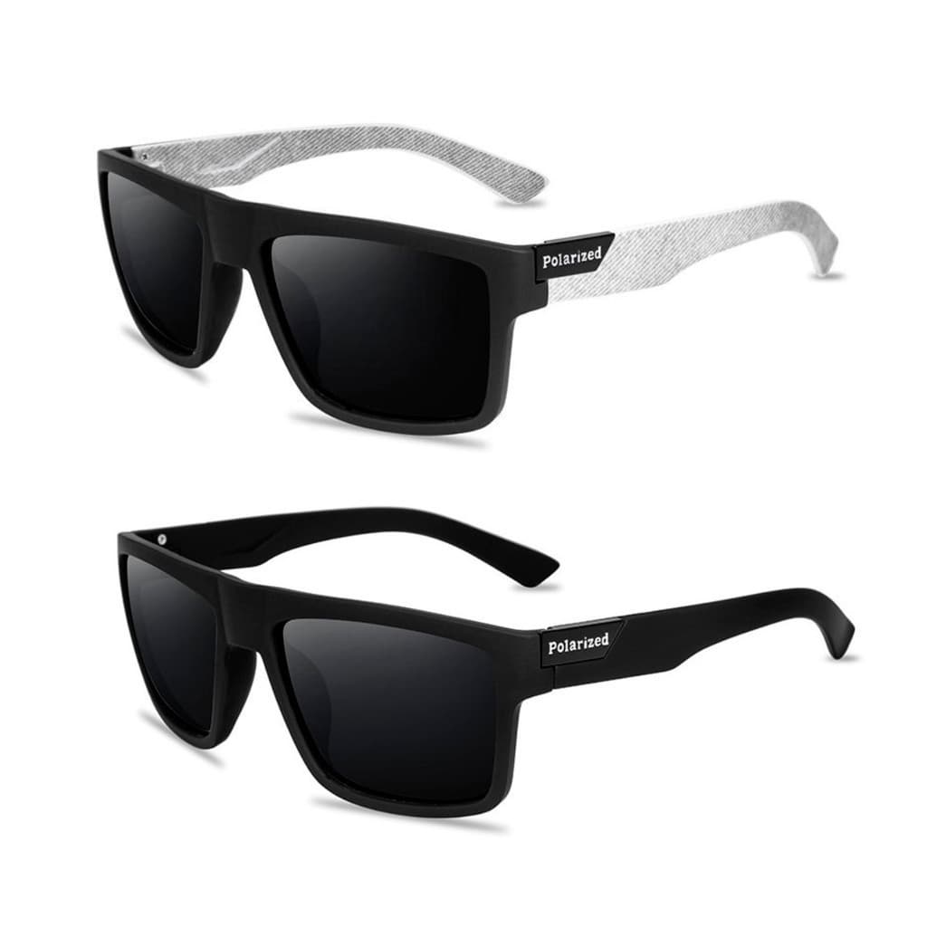 KIT 2 Óculos de Sol Masculino POLARIZADO Square PREMIUM  Black & White Proteção UV400 - ORIGINAL OMG