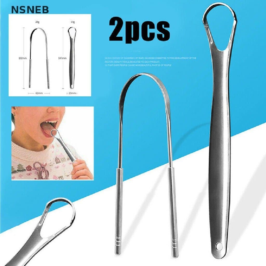 [2PCS Raspador de Língua em Aço Inoxidável, Limpador de Língua, Raspador de Higiene Oral @ # 122br