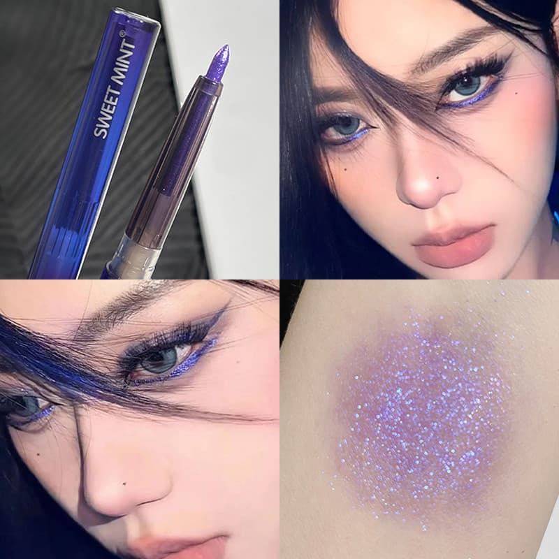 Cor piscando roxo sombra em bastão deitado bicho da seda delineador dois em um