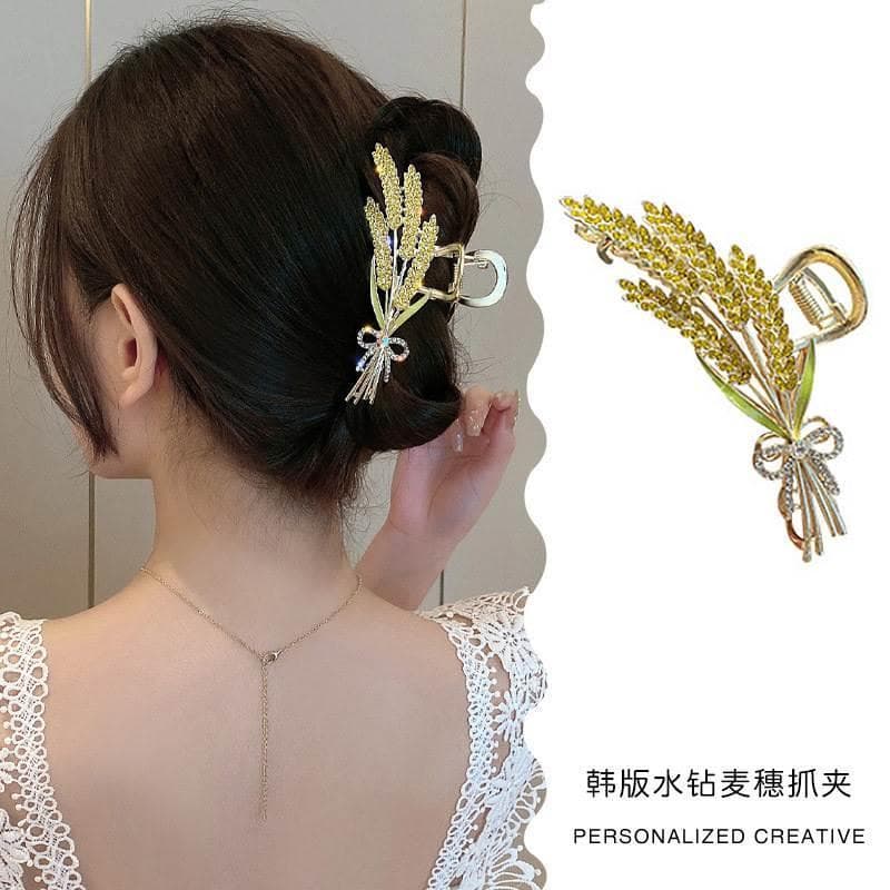 2027 novo estilo senhoras strass trigo orelha Grab clip feminino cabeça traseira tubarão clipe cocar grande High-End gra