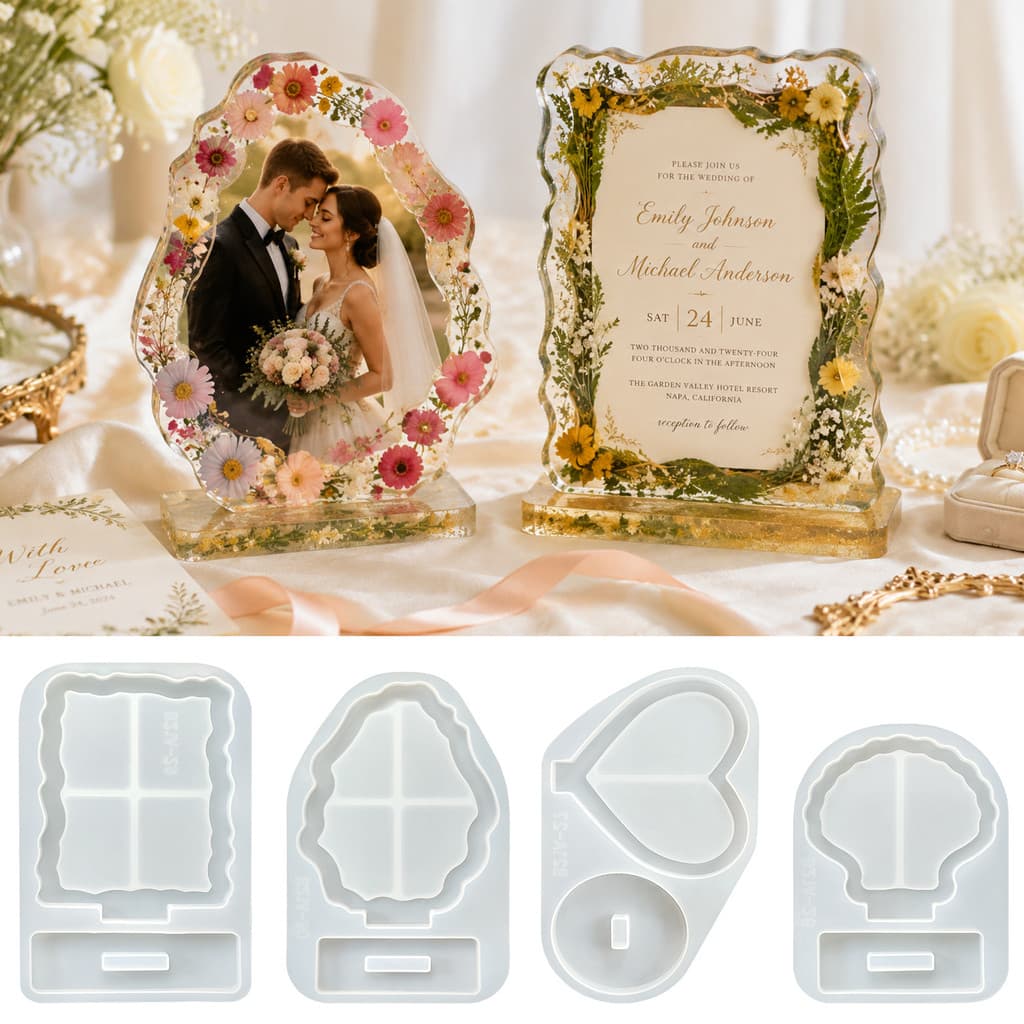Molde De Resina De Silicone Para Moldura De Foto De Camada Dupla Artesanato De Decoração De Casa De Mesa De Fundição Art
