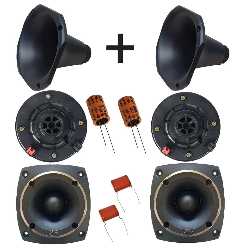 Kit 2 Driver Compet + 2 Bocal Curto + 2 Tweeter 150wts 8 Ohms + Capacitor