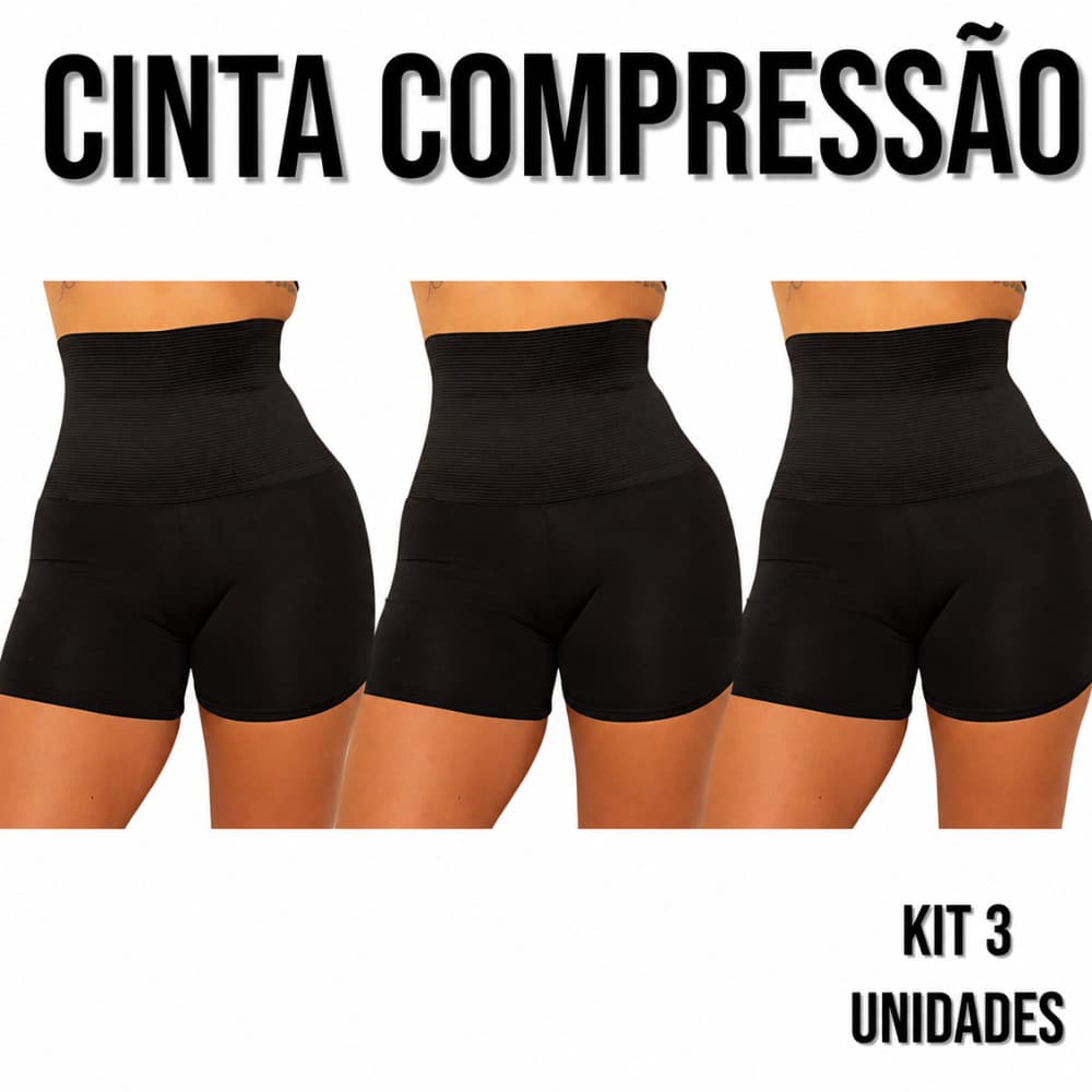 Kit 3 Short Anágua Modeladora Cintura Alta Plus Size Redução De Medidas Pós Parto Bermuda Conforto