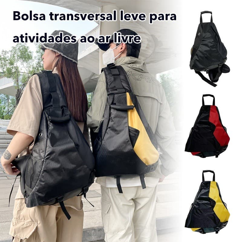 Bolsa Transversal Tatica Masculina Grande Techwear Mensageiro Descompressao Moto Viagem Casual