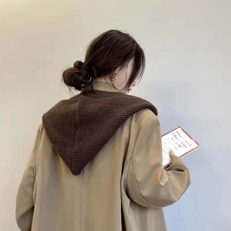 Lenço com capuz outono inverno com casaco chapéu cachecol de malha xale um cachecol com capuz cachecol exterior jogo fem