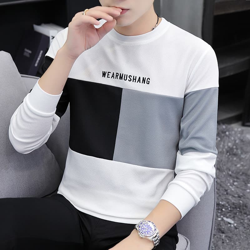 Camiseta masculina de manga comprida forro de lã engrossado moletom inverno quente outono roupas na moda roupas superior
