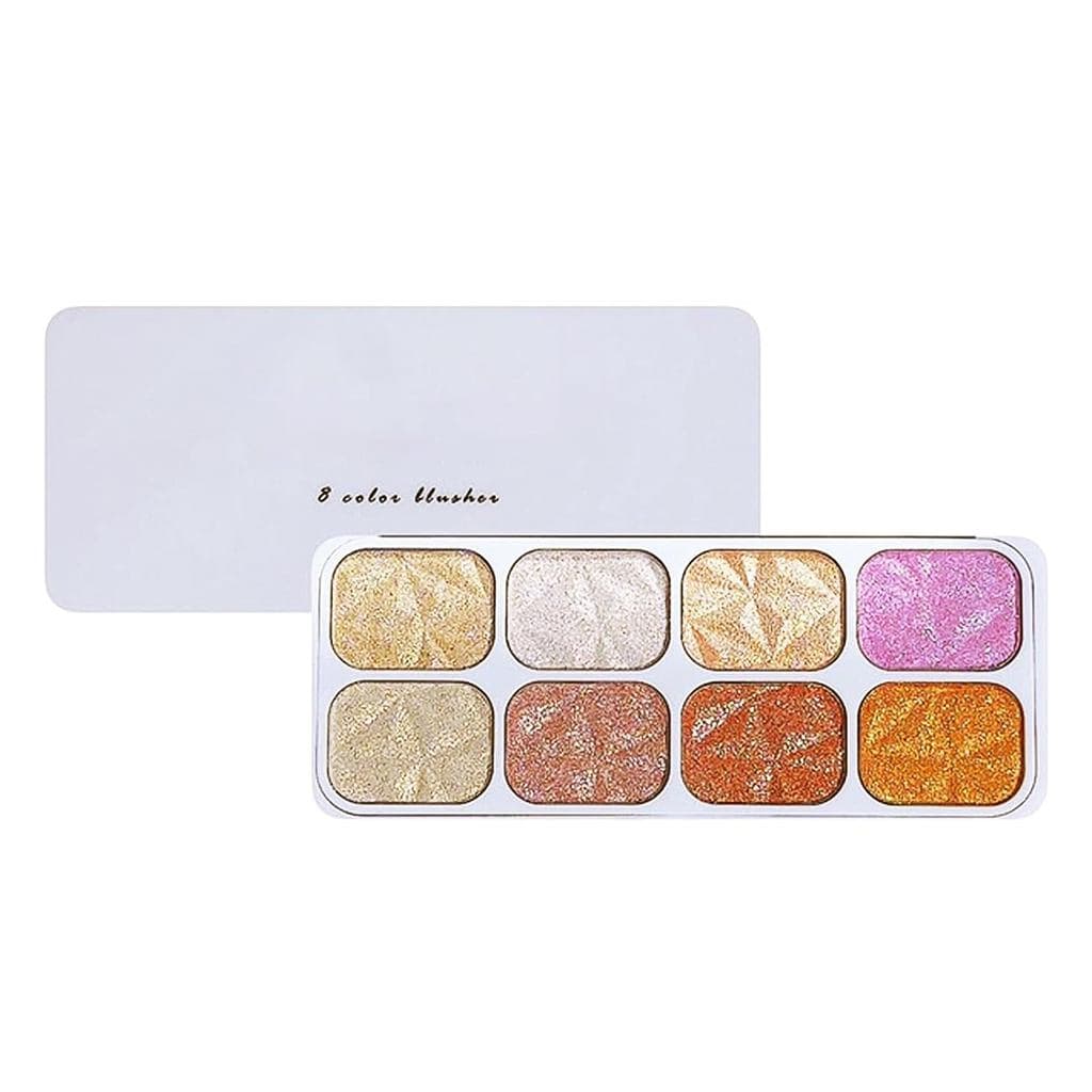 Paleta de maquiagem com 8 cores de iluminador, iluminador facial e fluorescente, iluminador dourado profissional, glitte