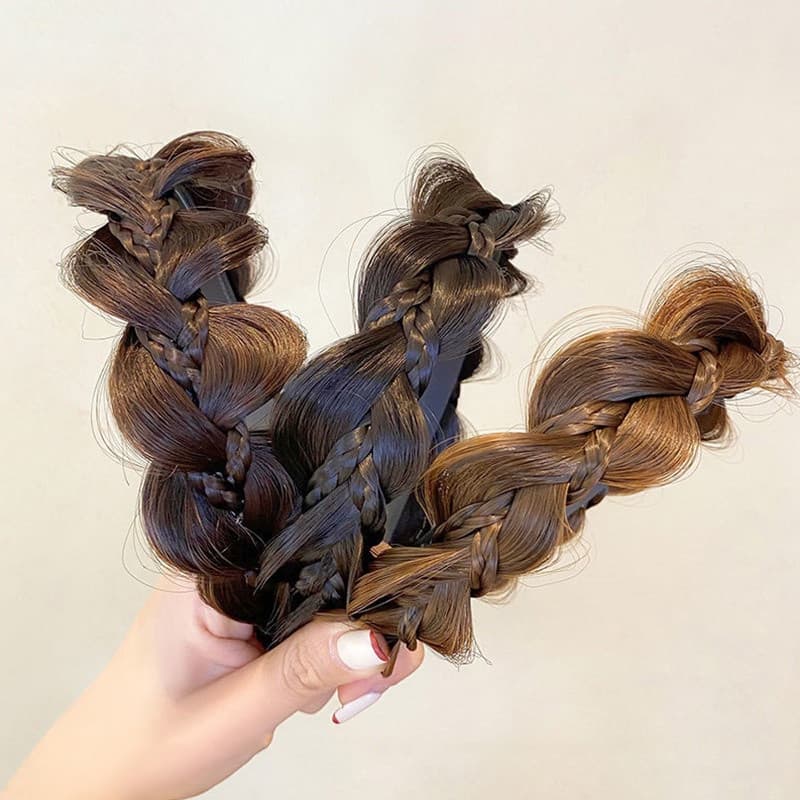 Peruca Trança De Três Fios Faixa De Cabeça Cabelo Com Espinha De Peixe Banda Larga Boêmia Moda