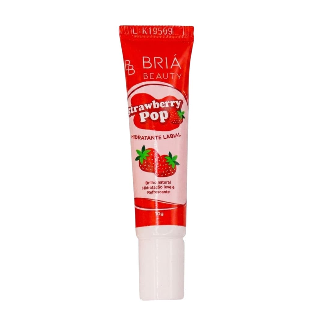 Hidratante Labial Morango Com Cor Vermelho Strawberry Pop Briá Beauty Lábios Macios Hidratados