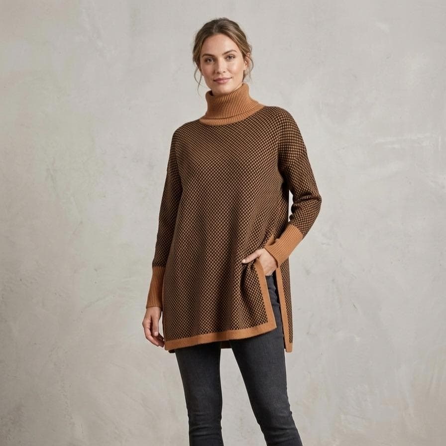 Poncho Tricô Gola Boba Feminino Elegância, Conforto e Estilo para o Inverno Tam Único Envio Rápido Promoção