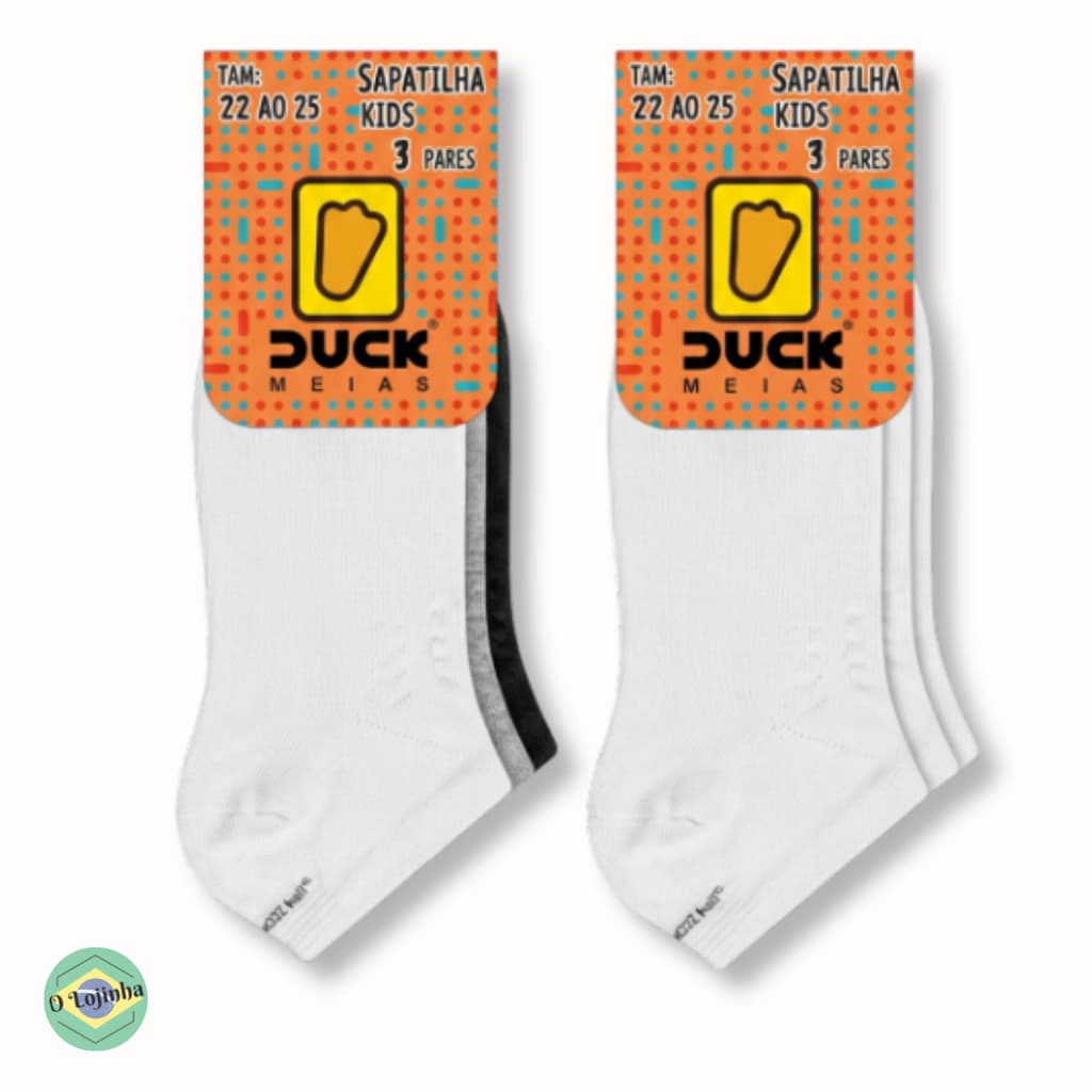 Kit Meia Infantil Kids Sapatilha  Algodão Poliamida - Kit com 3 Pares - Duck