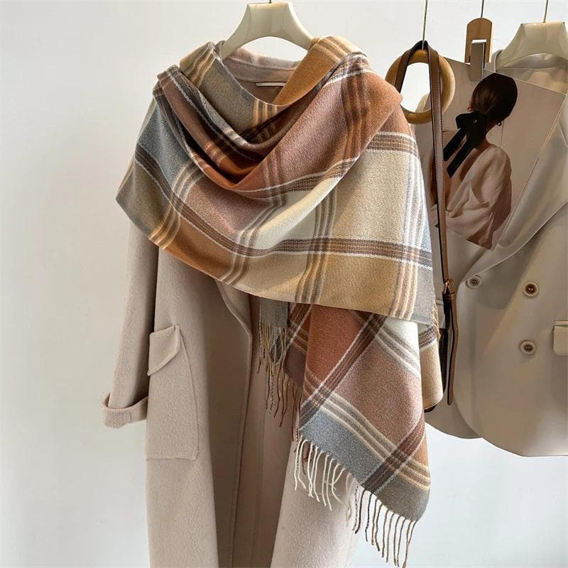 Quente Xadrez Cashmere Xale Poncho Cachecol De Inverno Luxo Impressão Cobertor Pashmina Envolve Bufanda Com Borla Casual