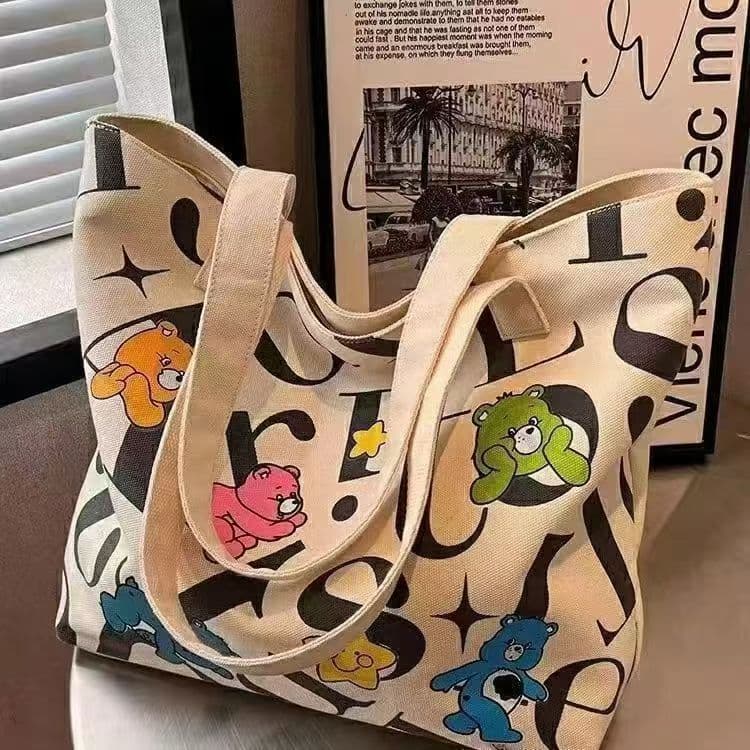 Estudante bolsa de lona feminina grande capacidade Tote Commuter saco All-Match impresso mamãe saco de ombro portátil sa